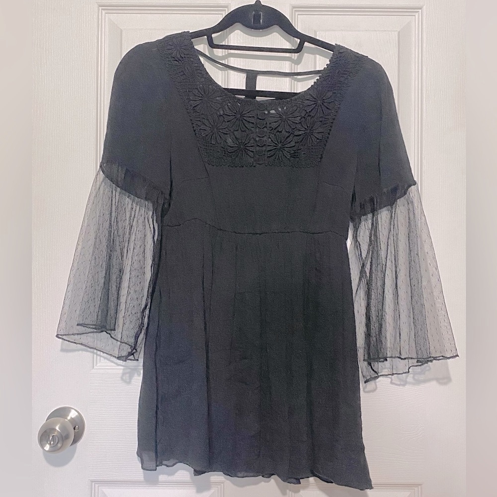 Rebellion Black Tunic with Bell Sleeves